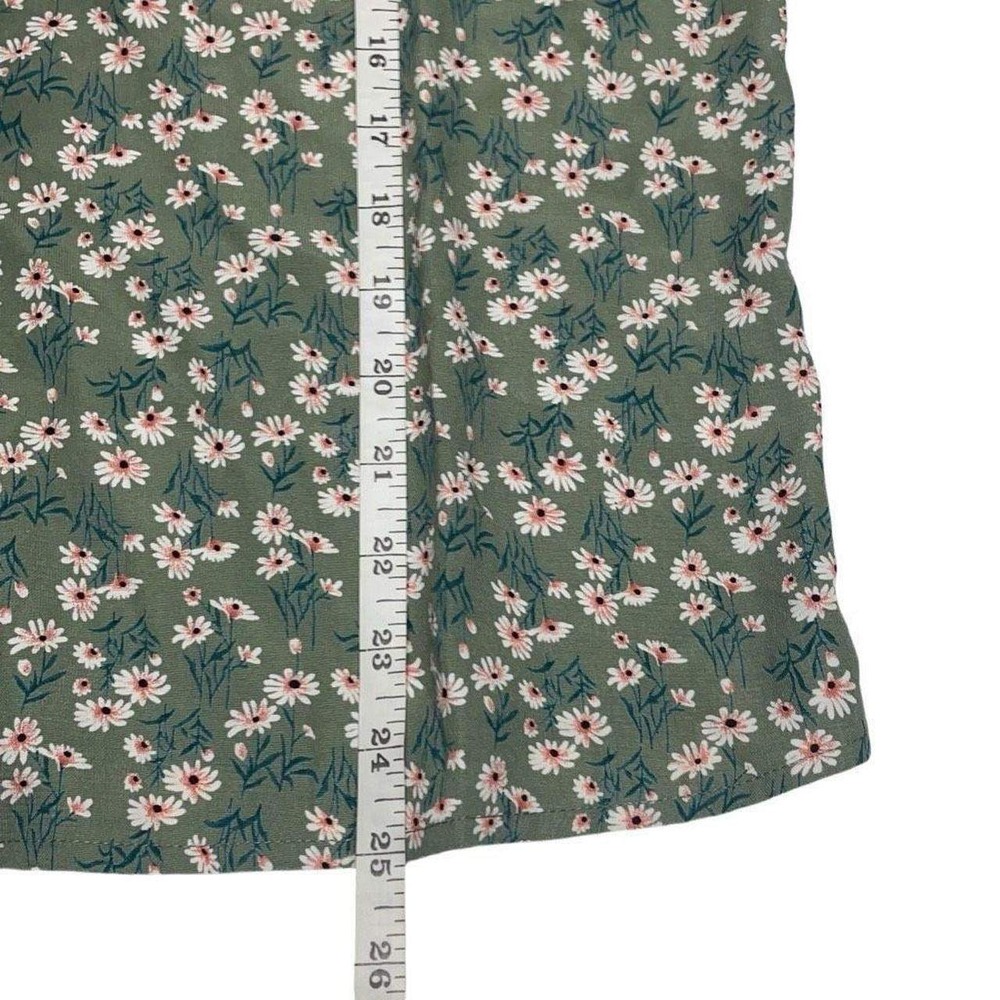 PaperMoon Sage Green Floral Print Button Back Top - Picture 6 of 7